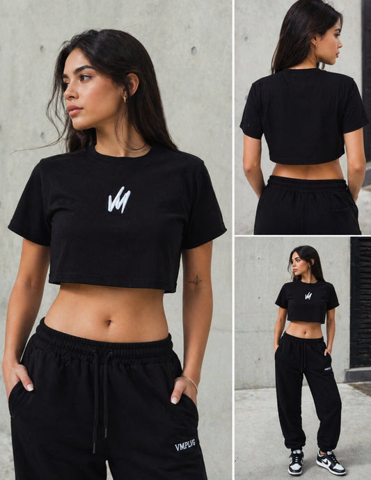 WOMEN CROP TOP BLACK VM