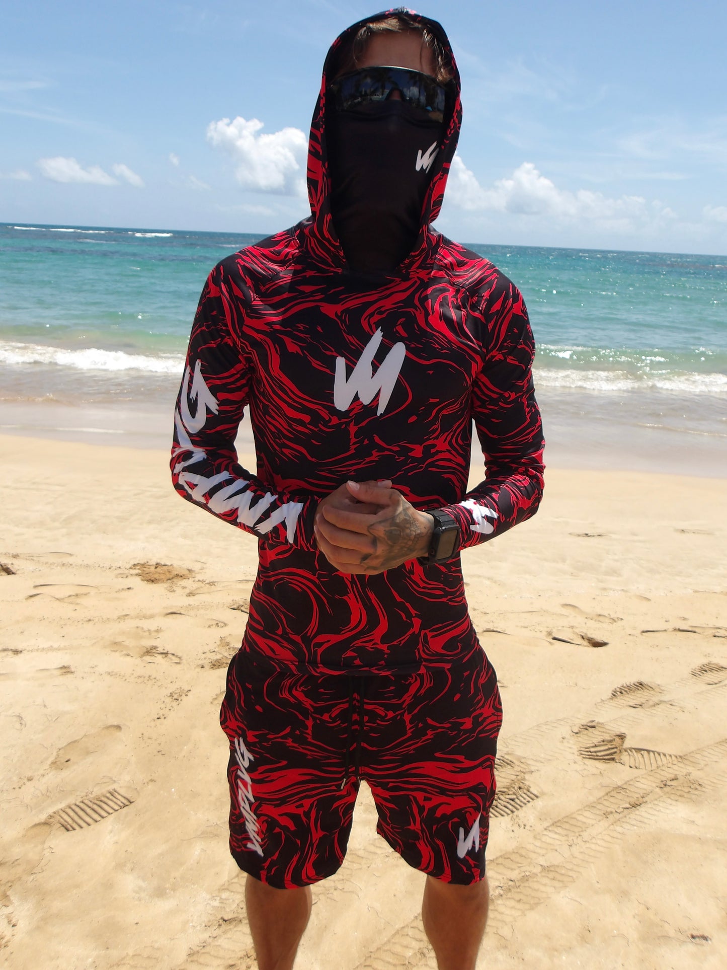 RED RASHGUARD BEACH SET 🏝️
